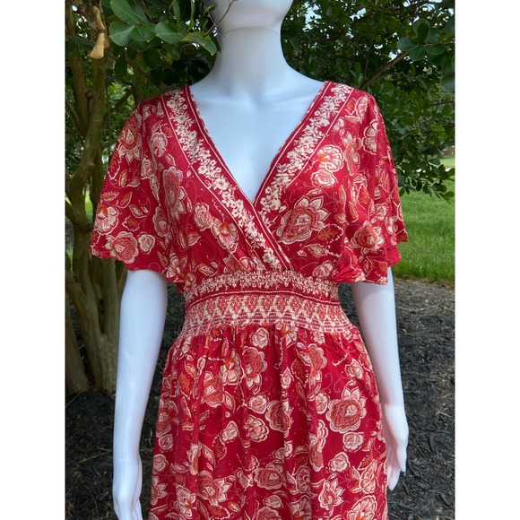 Angies Red Floral Printed Maxi Dress Bohemian Elegance for Spring* Size MED WD46 - Picture 7 of 14